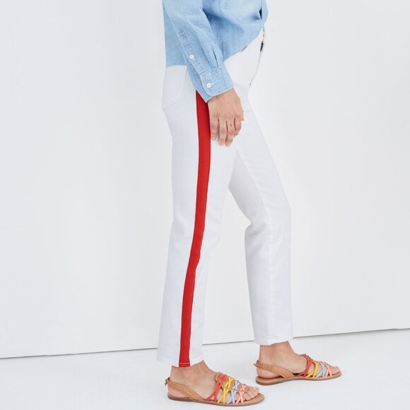 NWOT Madewell Stovepipe Jeans in Tile White: Tuxedo Stripe Edition size 33 - Picture 2 of 11